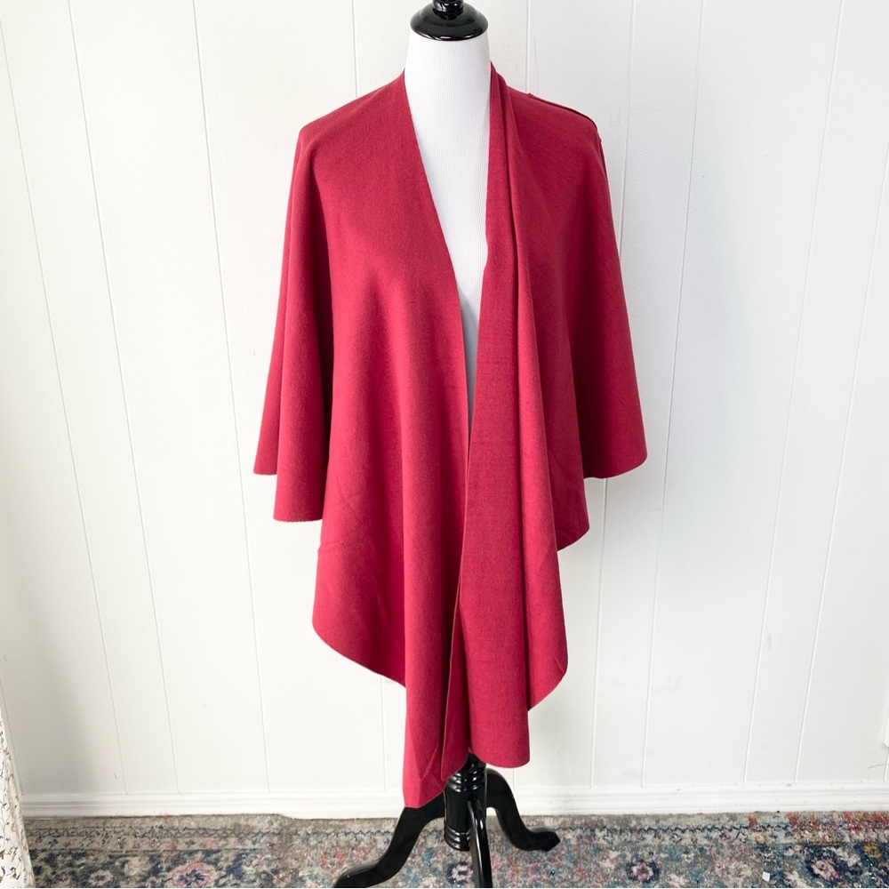 Soft Surroundings Poncho Sweater Womens One Size Red‎ Cozy Cabincore Wrap Shawl